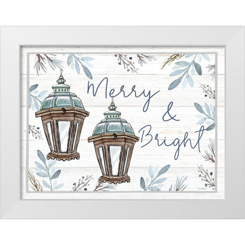 Merry and Bright White Modern Wood Framed Art Print by Tyndall, Elizabeth