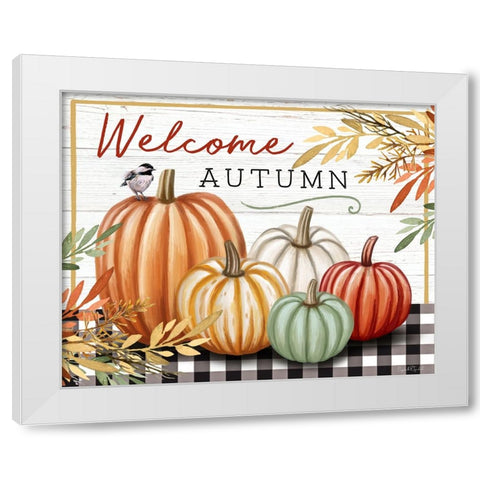 Welcome Autumn White Modern Wood Framed Art Print by Tyndall, Elizabeth