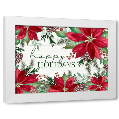 Happy Holidays White Modern Wood Framed Art Print by Tyndall, Elizabeth