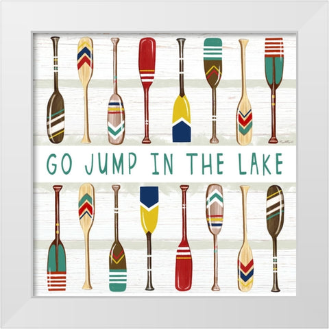 Go Jump in the Lake White Modern Wood Framed Art Print by Tyndall, Elizabeth