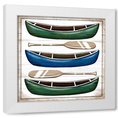 Canoes White Modern Wood Framed Art Print by Tyndall, Elizabeth