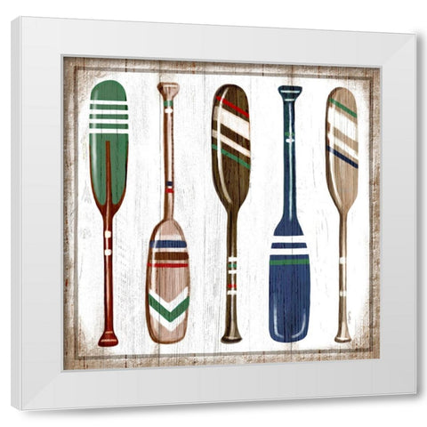 Oars White Modern Wood Framed Art Print by Tyndall, Elizabeth