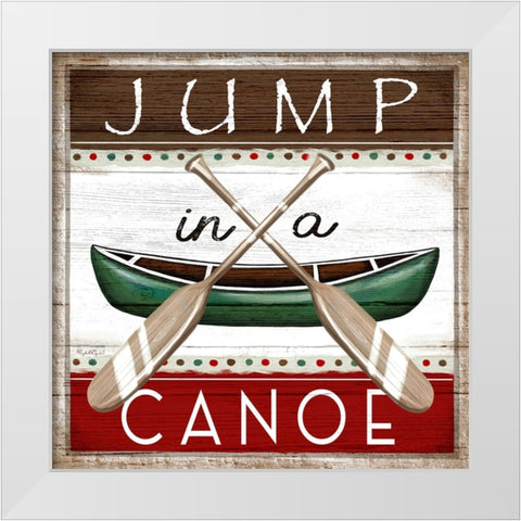 Jump in a Canoe White Modern Wood Framed Art Print by Tyndall, Elizabeth