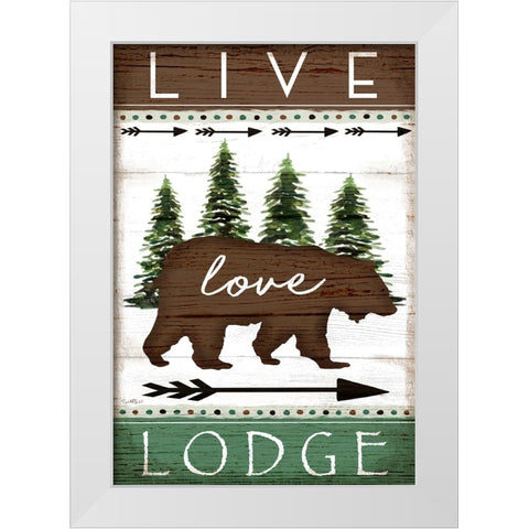 Live, Love, Lodge White Modern Wood Framed Art Print by Tyndall, Elizabeth