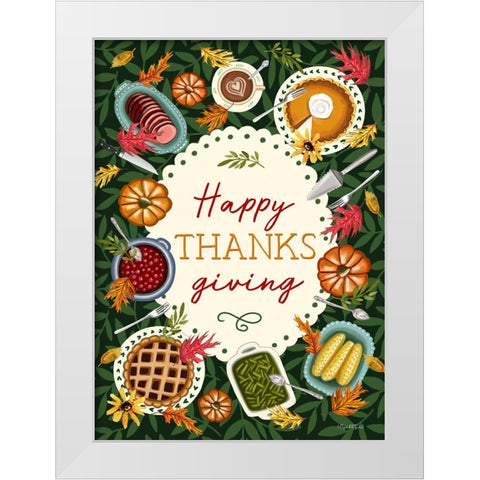 Happy Thanksgiving White Modern Wood Framed Art Print by Tyndall, Elizabeth