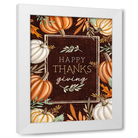 Happy Thanksgiving White Modern Wood Framed Art Print by Tyndall, Elizabeth