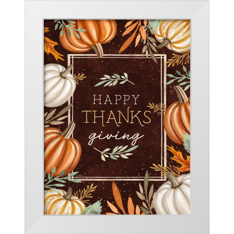 Happy Thanksgiving White Modern Wood Framed Art Print by Tyndall, Elizabeth