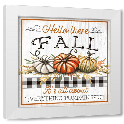 Hello There Fall White Modern Wood Framed Art Print by Tyndall, Elizabeth