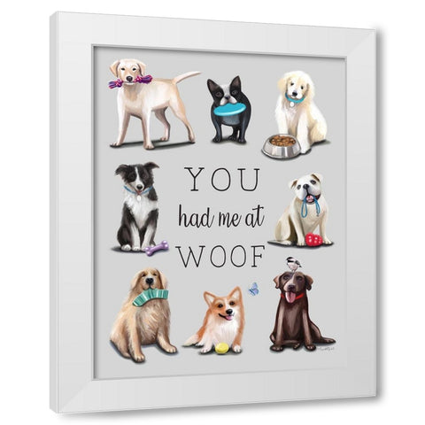 Woof White Modern Wood Framed Art Print by Tyndall, Elizabeth