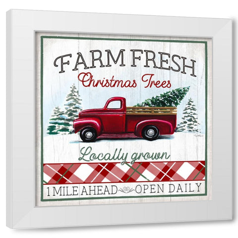 Farm Fresh Christmas Trees White Modern Wood Framed Art Print by Tyndall, Elizabeth