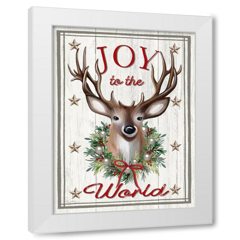 Joyful Reindeer White Modern Wood Framed Art Print by Tyndall, Elizabeth