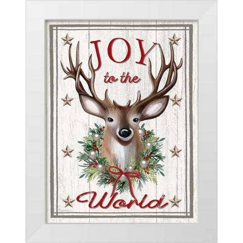 Joyful Reindeer White Modern Wood Framed Art Print by Tyndall, Elizabeth