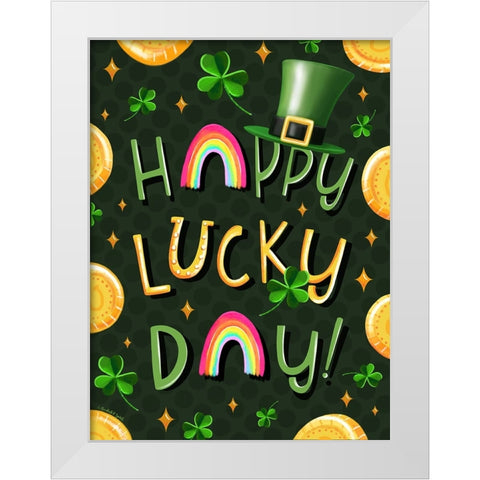 Happy Lucky Day White Modern Wood Framed Art Print by Tyndall, Elizabeth