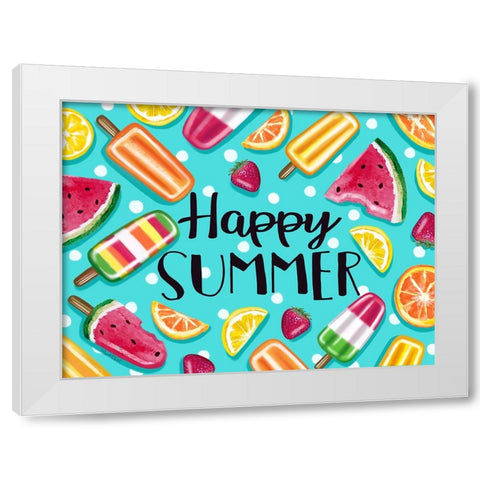 Happy Summer White Modern Wood Framed Art Print by Tyndall, Elizabeth