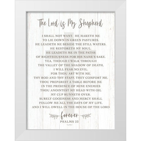 The Lord is My Shepherd White Modern Wood Framed Art Print by Tyndall, Elizabeth