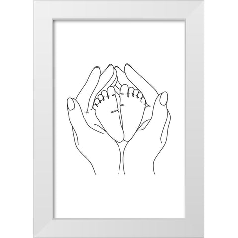 Baby Feet White Modern Wood Framed Art Print by JJ Design House
