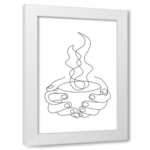 Coffee Hands White Modern Wood Framed Art Print by JJ Design House