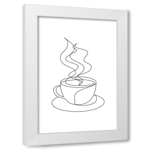 Coffee Cup White Modern Wood Framed Art Print by JJ Design House
