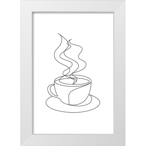 Coffee Cup White Modern Wood Framed Art Print by JJ Design House