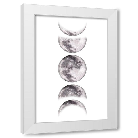 Moon Phases VI White Modern Wood Framed Art Print by JJ Design House