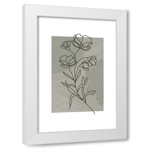 Sage Floral White Modern Wood Framed Art Print by JJ Design House