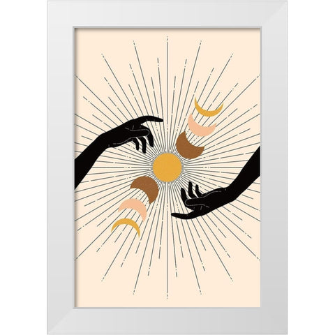 Moon Cycles White Modern Wood Framed Art Print by JJ Design House