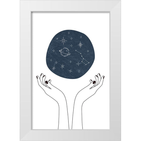Hand and Stars White Modern Wood Framed Art Print by JJ Design House