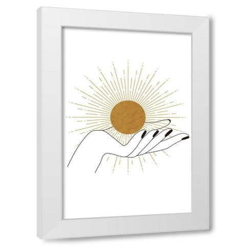 Hand and Sun White Modern Wood Framed Art Print by JJ Design House