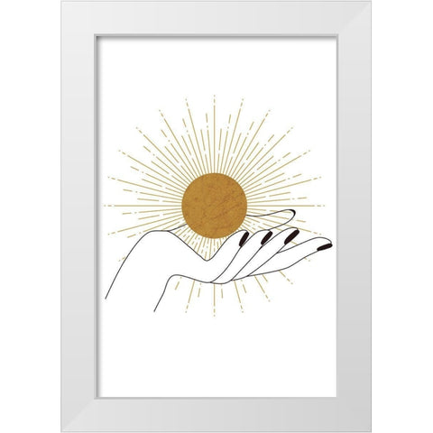 Hand and Sun White Modern Wood Framed Art Print by JJ Design House