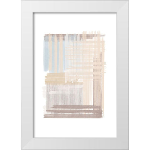 Blue Neutral Abstract White Modern Wood Framed Art Print by JJ Design House