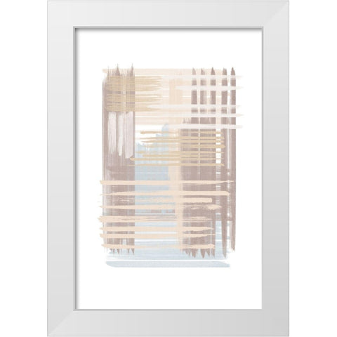 Blue Neutral Abstract III White Modern Wood Framed Art Print by JJ Design House