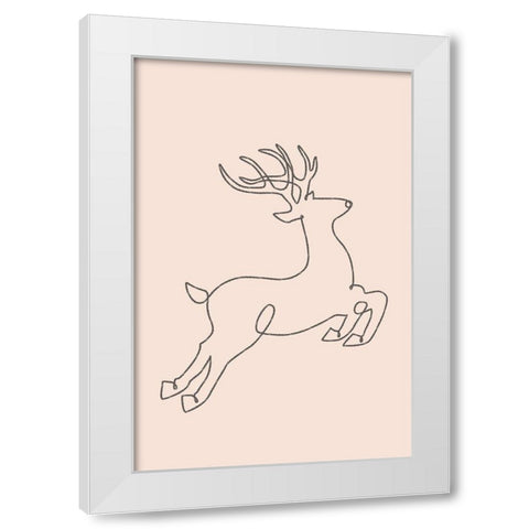 Reindeer White Modern Wood Framed Art Print by JJ Design House