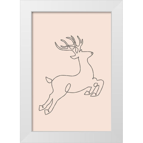 Reindeer White Modern Wood Framed Art Print by JJ Design House