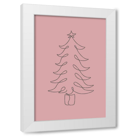 Christmas Tree White Modern Wood Framed Art Print by JJ Design House