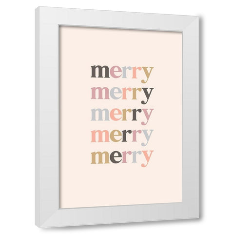 Merry   White Modern Wood Framed Art Print by JJ Design House