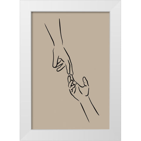 Hands Reaching White Modern Wood Framed Art Print by JJ Design House