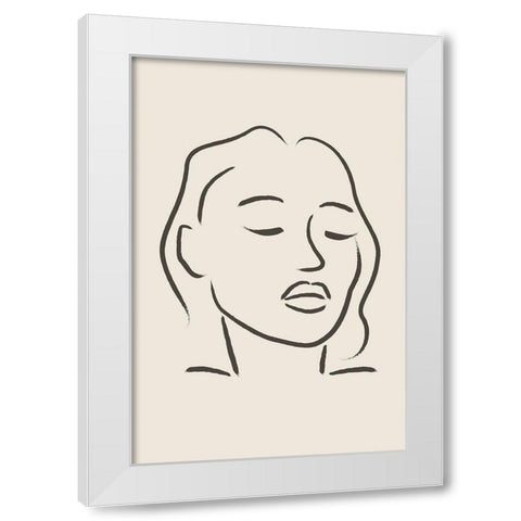 A Womans Face White Modern Wood Framed Art Print by JJ Design House