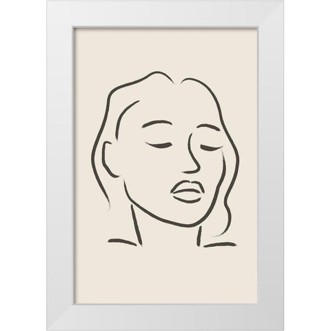 A Womans Face White Modern Wood Framed Art Print by JJ Design House