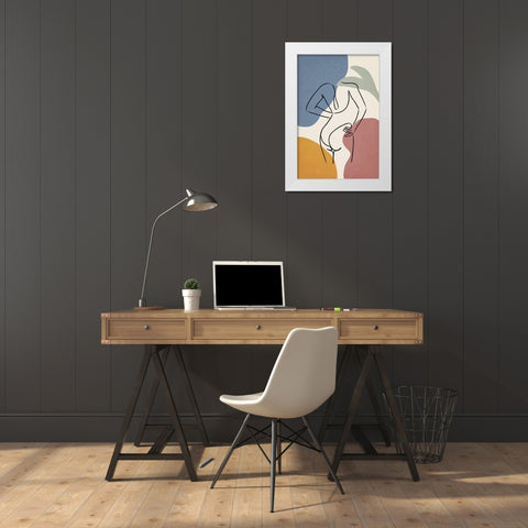 Colorful Nude I White Modern Wood Framed Art Print by JJ Design House