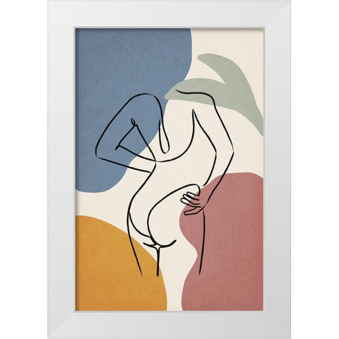 Colorful Nude I White Modern Wood Framed Art Print by JJ Design House
