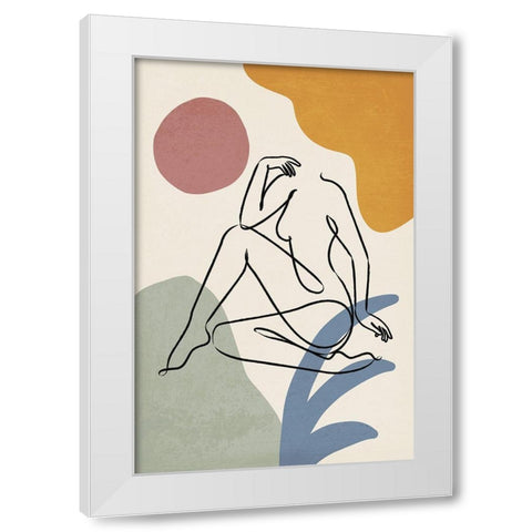 Colorful Nude II White Modern Wood Framed Art Print by JJ Design House