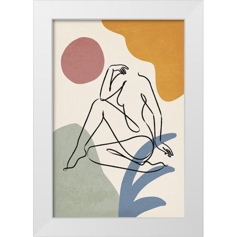 Colorful Nude II White Modern Wood Framed Art Print by JJ Design House