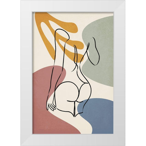 Colorful Nude III White Modern Wood Framed Art Print by JJ Design House