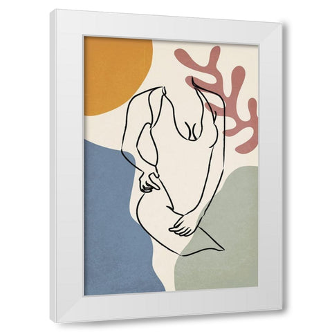 Colorful Nude IV White Modern Wood Framed Art Print by JJ Design House
