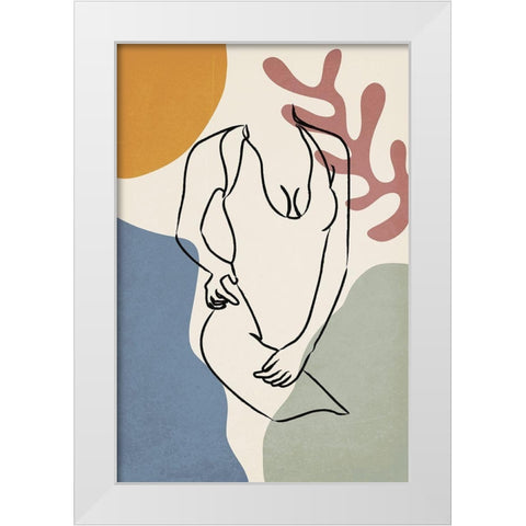 Colorful Nude IV White Modern Wood Framed Art Print by JJ Design House