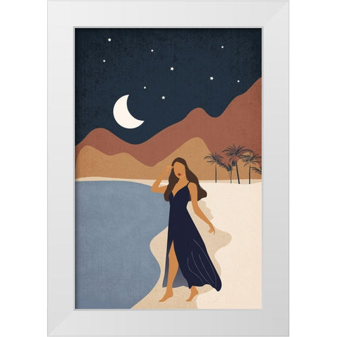 Beach Babe White Modern Wood Framed Art Print by JJ Design House