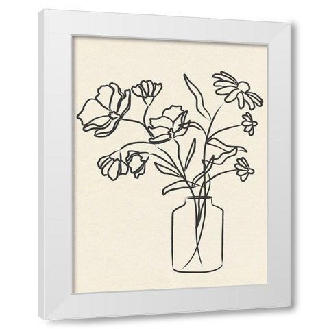 Flowers in Vase I White Modern Wood Framed Art Print by JJ Design House