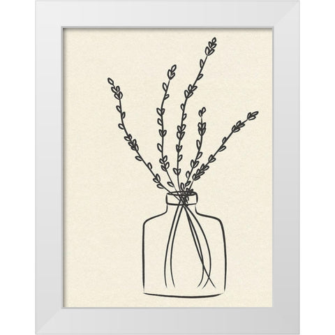 Flowers in Vase II White Modern Wood Framed Art Print by JJ Design House