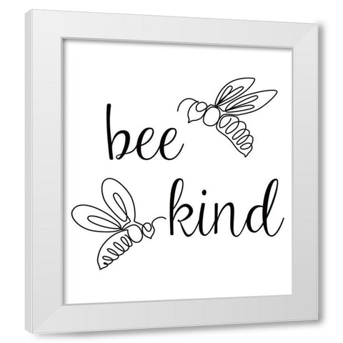 Bee Kind White Modern Wood Framed Art Print by JJ Design House