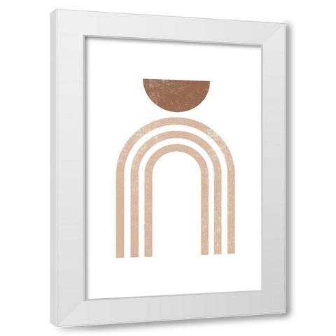 Geometric Rainbow White Modern Wood Framed Art Print by JJ Design House